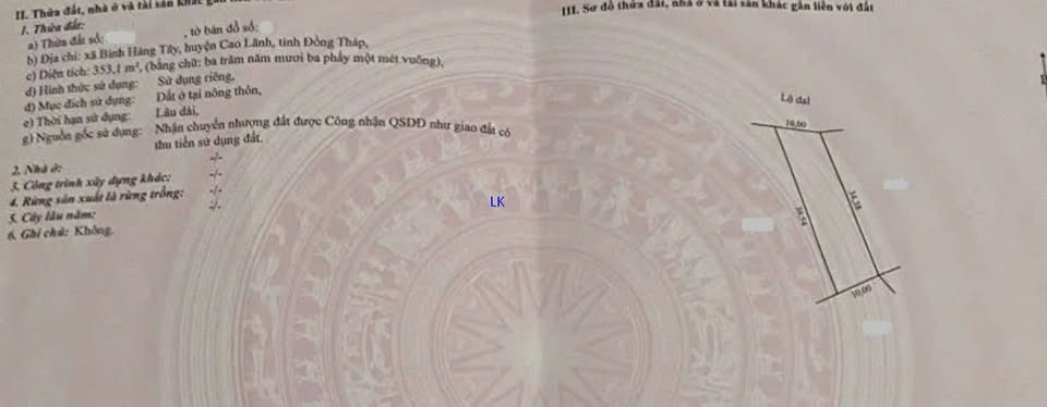 CẦN BÁN GẤP NỀN ĐẤT MẶT TIỀN MƯƠNG LỘ – QUỐC LỘ 30