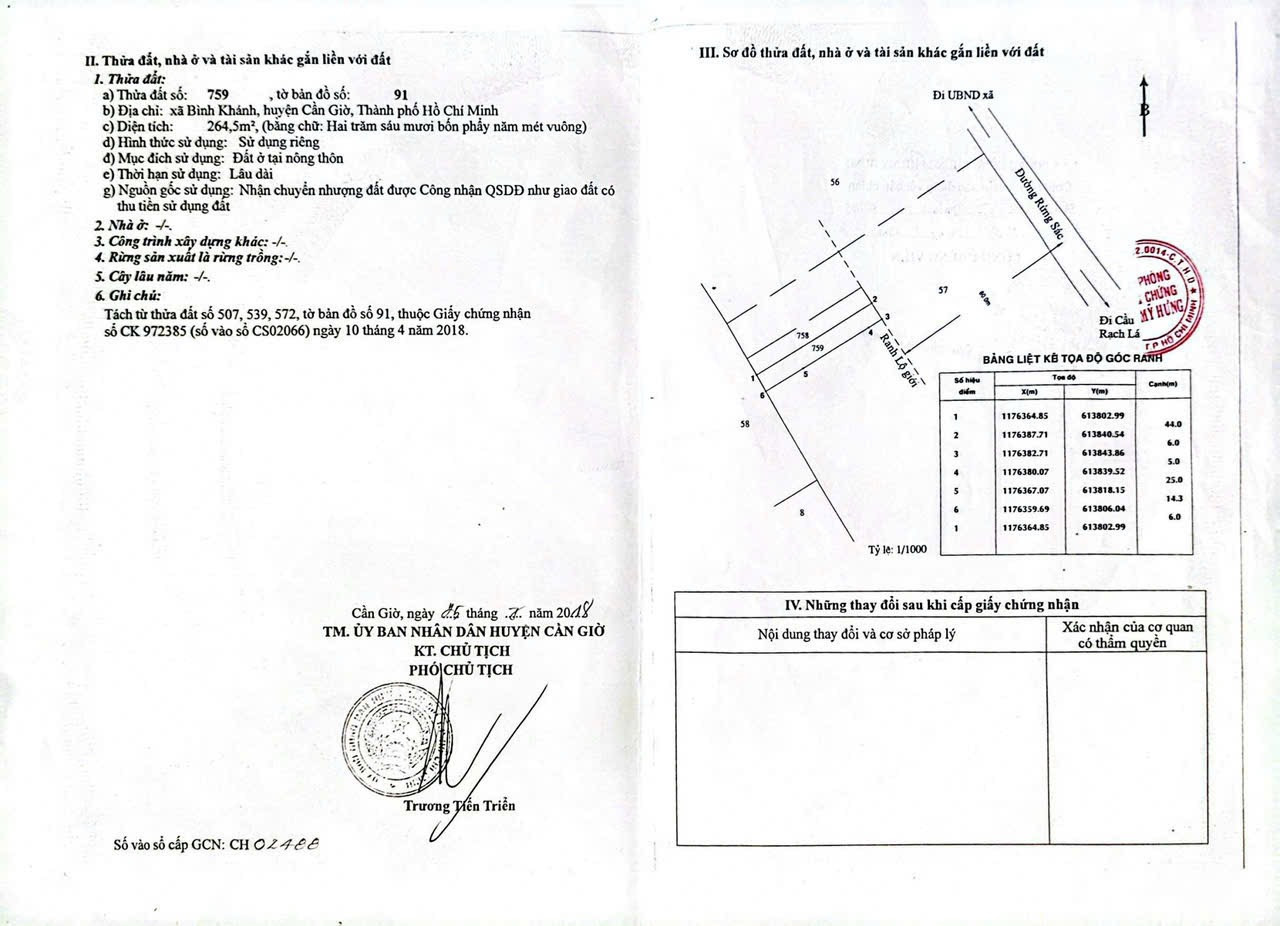 Bán đất 264,5m² giá 12.43 tỷ Xã Bình Khánh