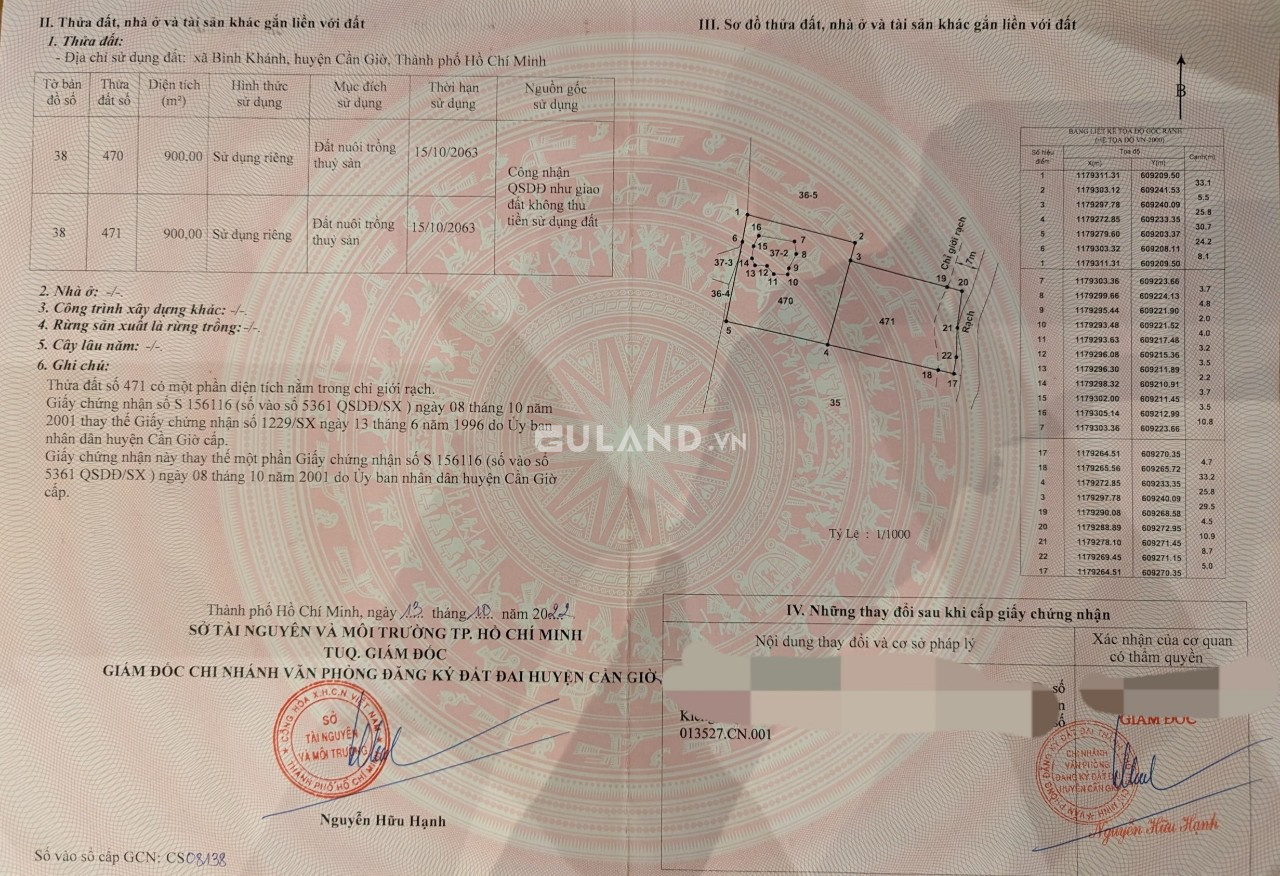 Chính chủ Cần bán lô đất QH đất ở  2030 tai Dôi Mỹ Khánh-xã bình Khánh, Huyện Cần giờ tp.HCM