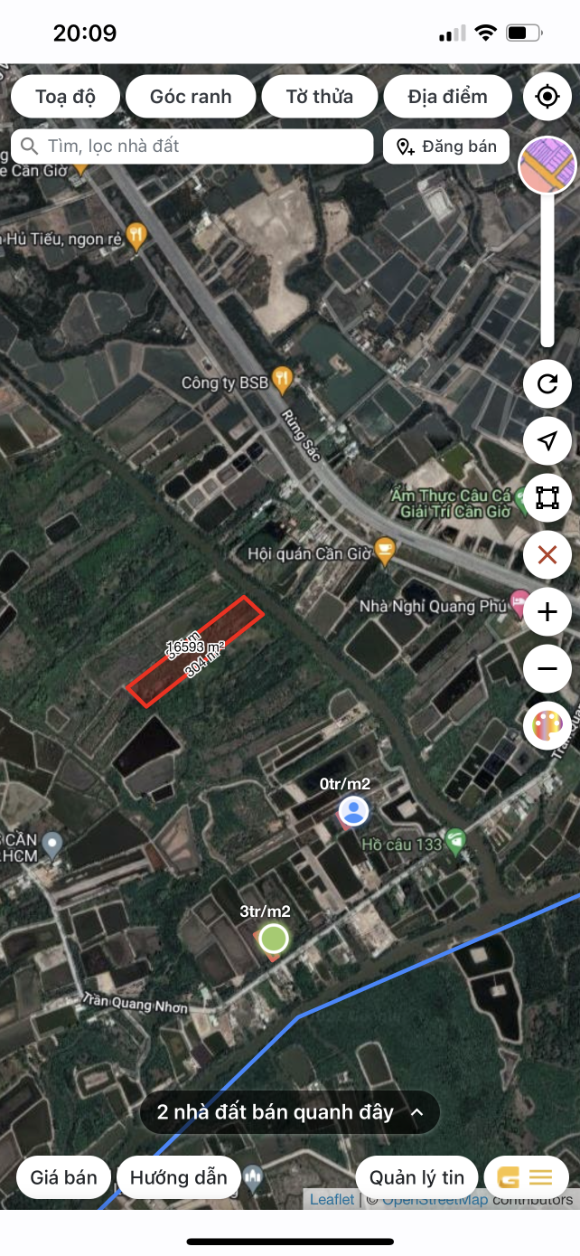 Bán  đất nông nghiệp 16500m² , giá 14.85 tỷ tại, Xã Bình Khánh, Huyện Cần Giờ, TP. Hồ Chí Minh