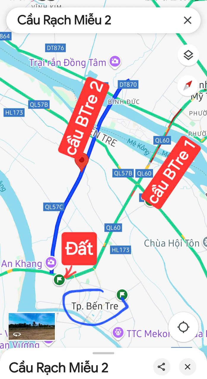 💥💥BÁN ĐẤT VƯỜN VÕ VĂN PHẨM – BÌNH PHÚ – TP BẾN TRE – 1.000m² – 1,75 TỶ