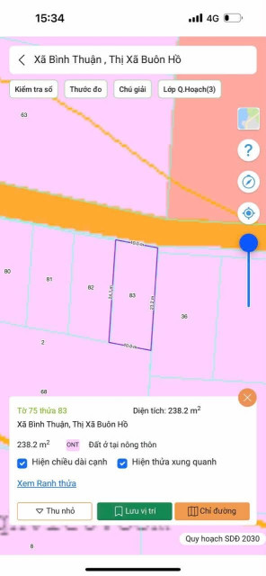 Bán đất 238.2m² giá 399 triệu tại Xã Bình Thuận Thị xã Thị Xã Buôn Hồ