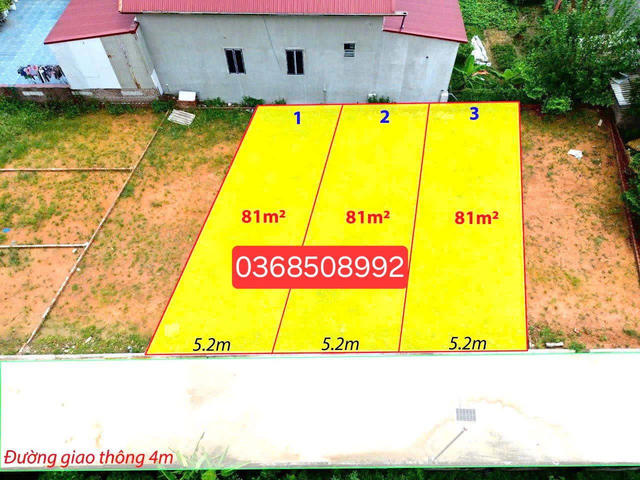 Bán đất 81m² ngang 5,2m giá 890 triệu Xã Bình Xuyên
