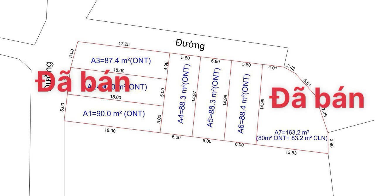 Bán đất 88m² ngang 5.5m giá 1.75 tỷ Xã Bình Xuyên