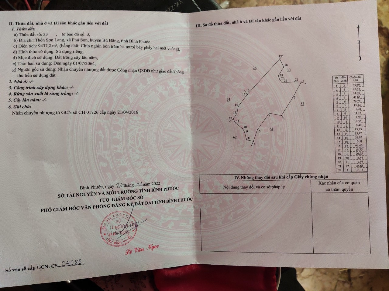 Bán đất đồi CLN hiện đang trồng điều, view đẹp thoáng mát