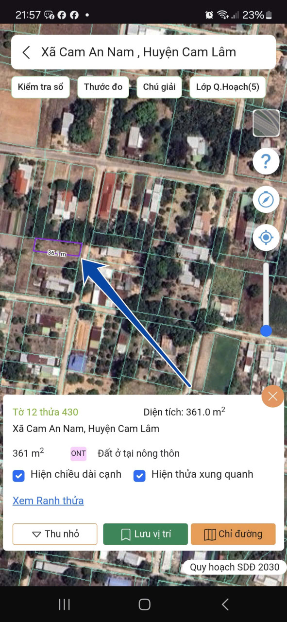 CAM AN NAM -- 361 M2 -- 10 x 36 -- tc 60 -- GIÁ CHỈ 140 TRIỆU.M NGANG