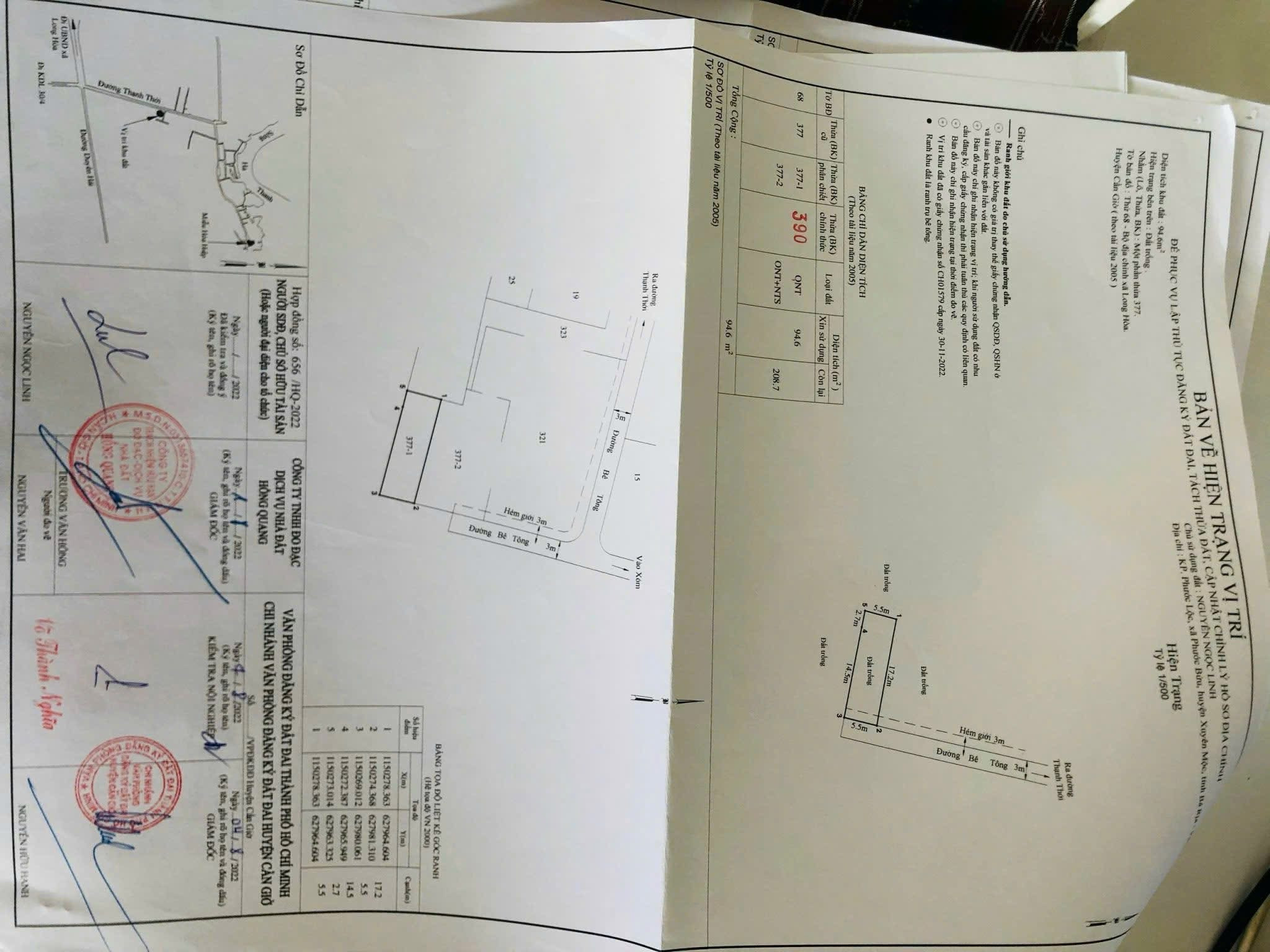 Bán đất 95.2m² có sẵn 95m² thổ cư ngang 5,5X17m giá 3.2 tỷ tại Xã Cần Giờ