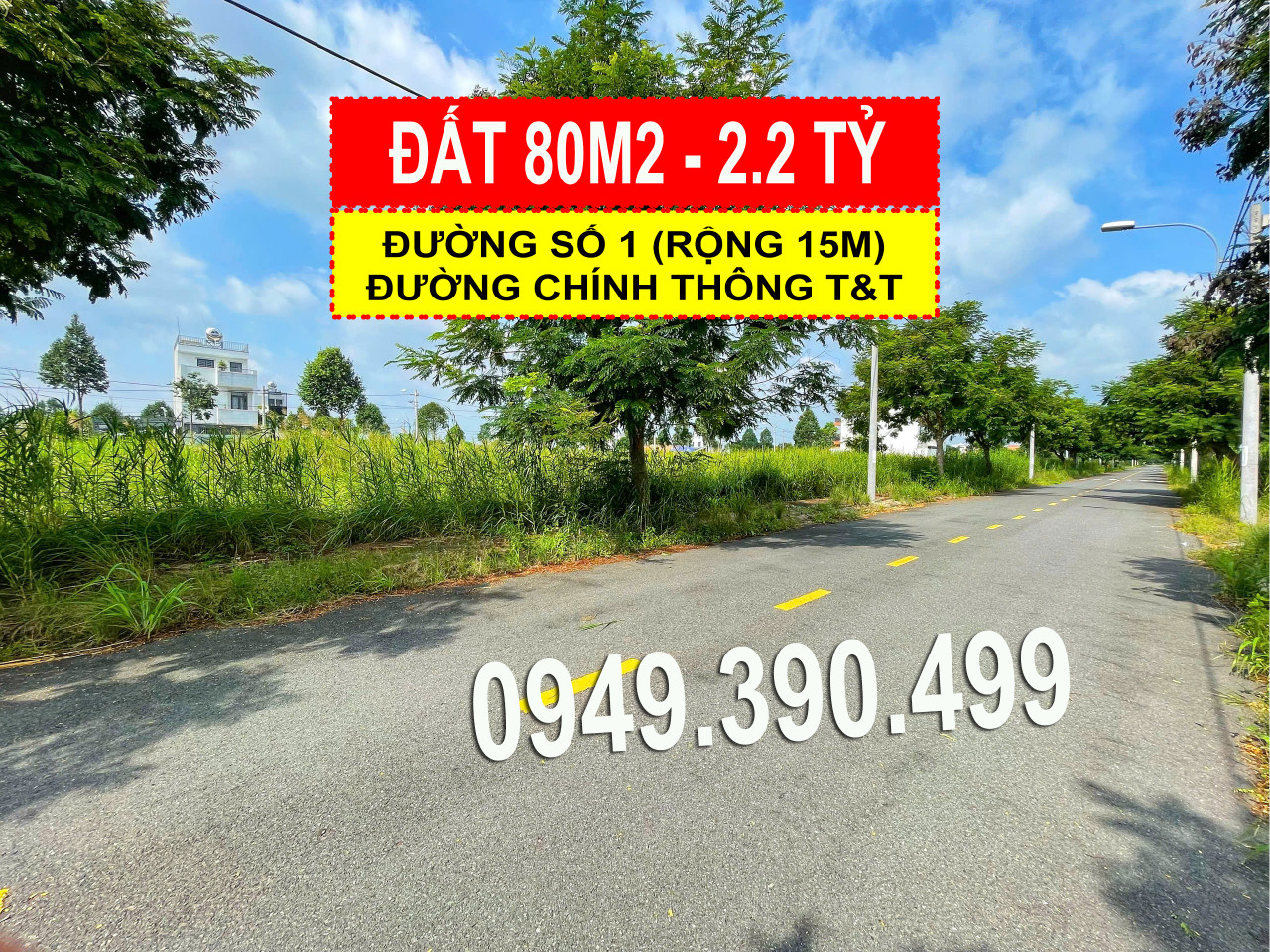 Bán đất 80m² khu Saigon Village - Lô dãy D1, giá 2.1 tỷ Đường số 1 (rộng 15m).