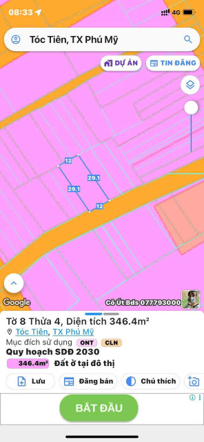 Bán đất 346.4m² ngang 12m giá 3.8 tỷ Xã Châu Pha