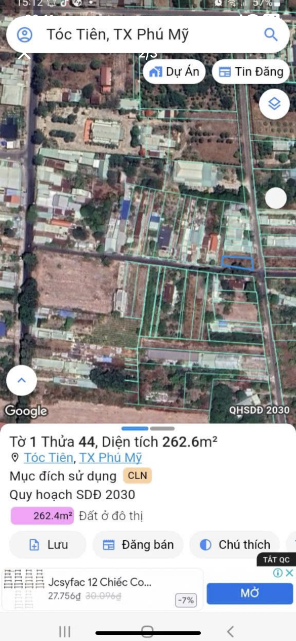 Bán đất 263m² ngang 11m giá 2.45 tỷ Xã Châu Pha