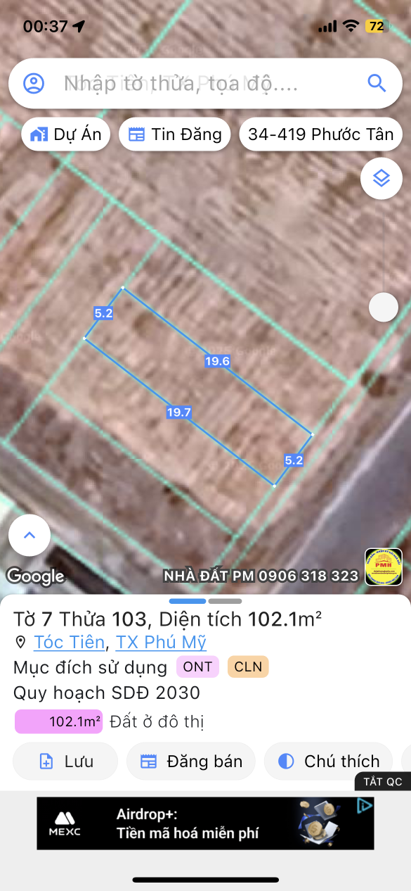 Bán đất 102m² ngang 5.2m giá 1.15 tỷ Xã Châu Pha
