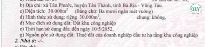 Bán đất 30.000 m2 trong KCN Cái Mép, BRVT