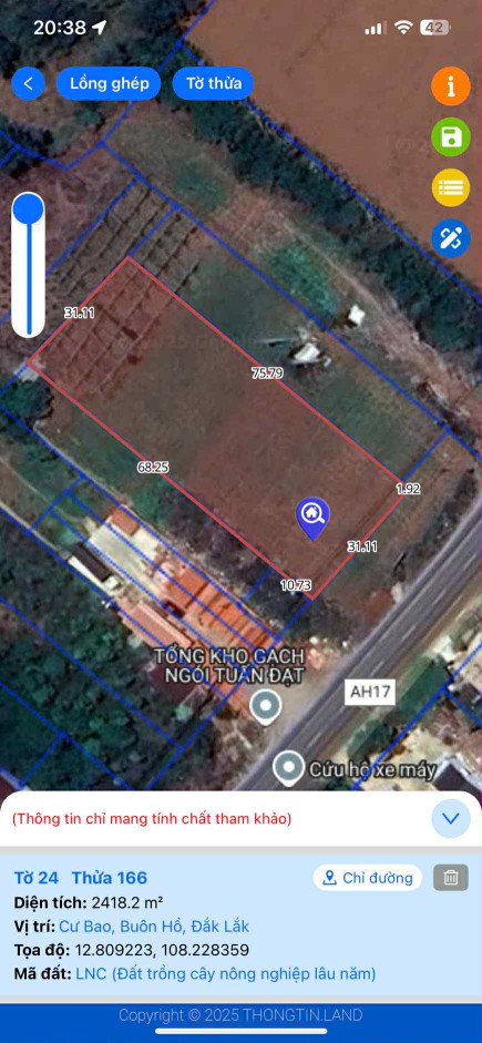 Bán đất 2418.2m² 8 tỷ tại Xã Cư Bao Thị xã Thị Xã Buôn Hồ