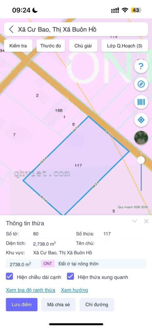 Bán đất 2738.7m² giá 2.8 tỷ tại Xã Cư Bao Thị xã Thị Xã Buôn Hồ
