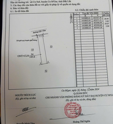 Bán đất 145.9m² 890 triệu tại Xã Cư Suê Huyện Cư M'gar