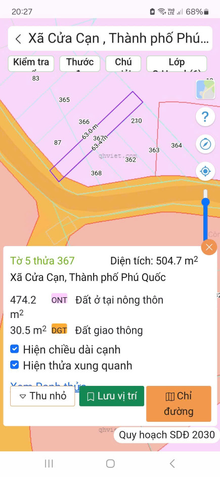 Bán đất 504.7m² 3 tỷ tại Xã Cửa Cạn Thành phố Phú Quốc