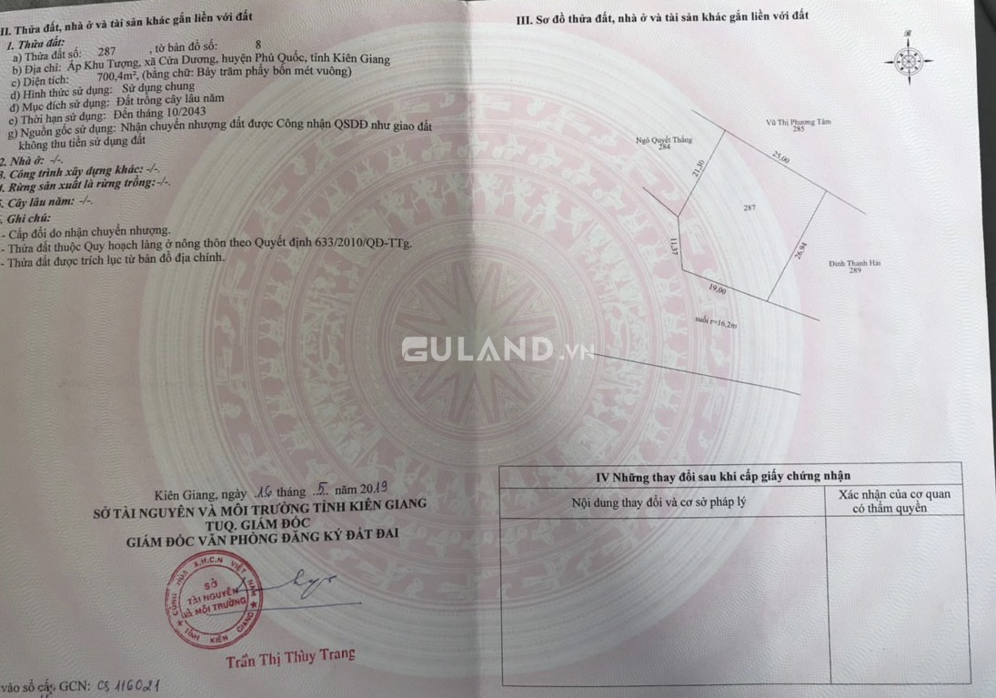 Bán đất cây lâu năm tại xã cửa dương