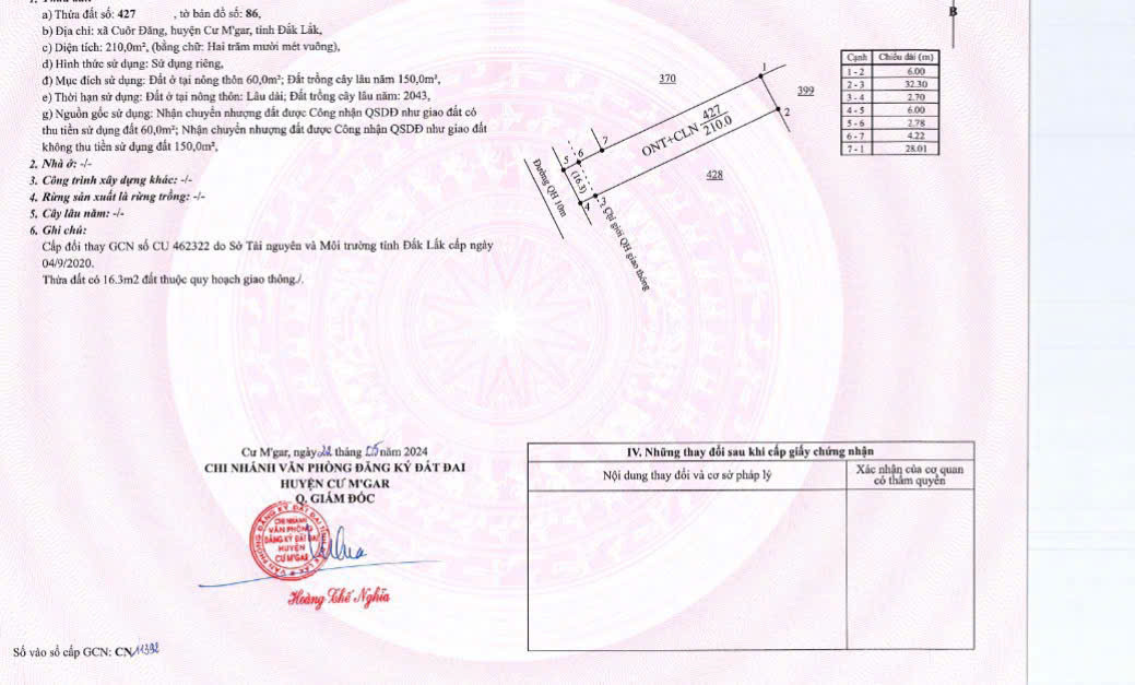 Bán đất hẻm c1 ql14 210m² 830 triệu tại Xã Cuor Đăng Huyện Cư M'gar