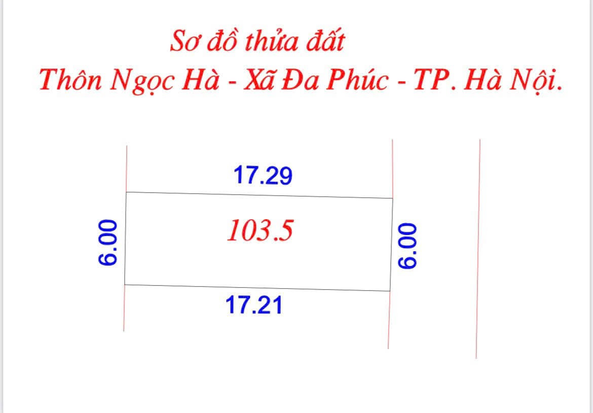 Bán đất 103.5m² ngang 6m giá 2.5 tỷ Xã Đa Phúc