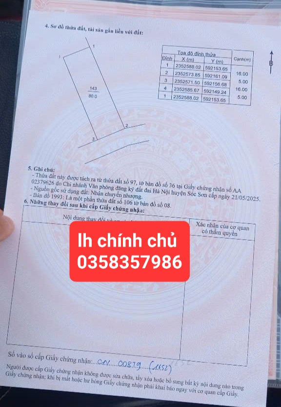Bán đất 80m² ngang 5m giá 1.6 tỷ Xã Đa Phúc