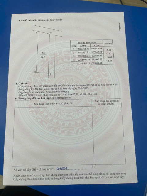 Bán đất 88m² ngang 5m giá 2.35 tỷ Xã Đa Phúc