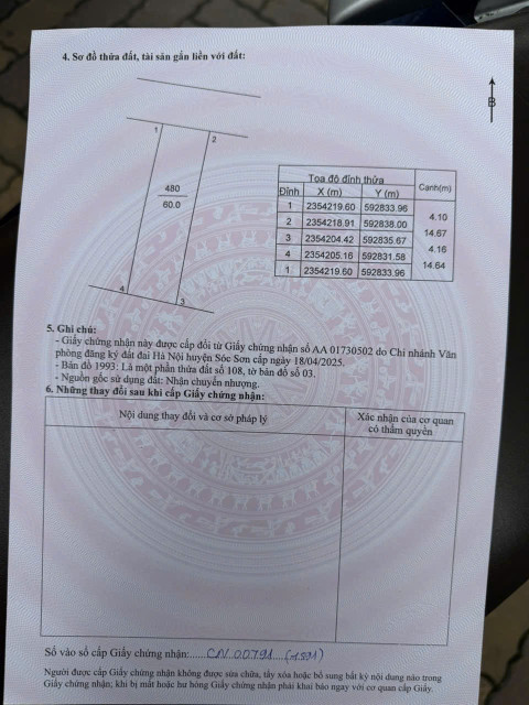 Bán đất 60m² ngang 4.16m giá 1.32 tỷ Xã Đa Phúc