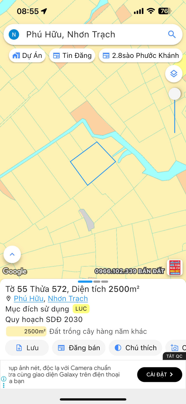 Bán đất 2500m² ngang 43.4m giá 6.25 tỷ Xã Đại Phước