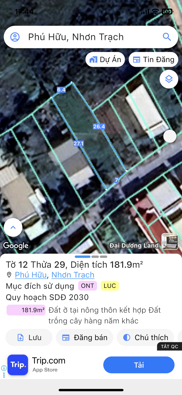 Bán đất 181m² ngang 7m giá 3.4 tỷ Xã Đại Phước