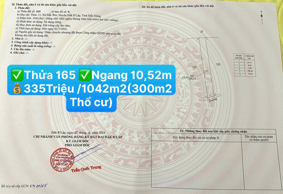 Đất Lâm Đồng mới 💰335TRIỆU/1042m2(có 300m2 thổ cư) )☎️0938.60.9098 Ms.Trọng
