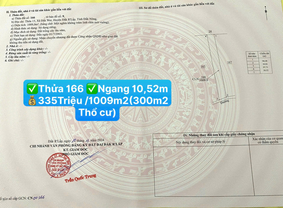 Đất Lâm Đồng mới 💰335TRIỆU/1009m2(có 300m2 thổ cư) )☎️0938.60.9098 Ms.Trọng