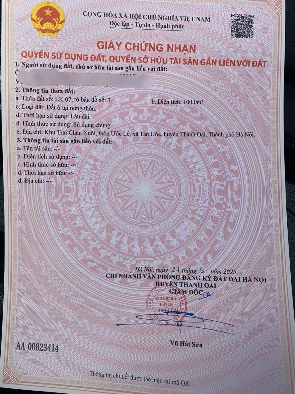 Bán đất 100m² full thổ cư ngang 5m giá 9.2 tỷ tại Xã Dân Hòa