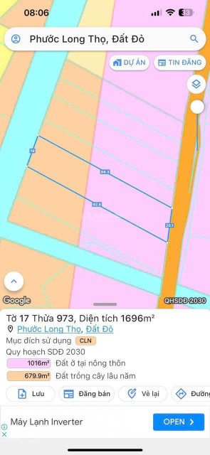 Bán đất 1700m² ngang 20m giá 2.8 tỷ Xã Đất Đỏ
