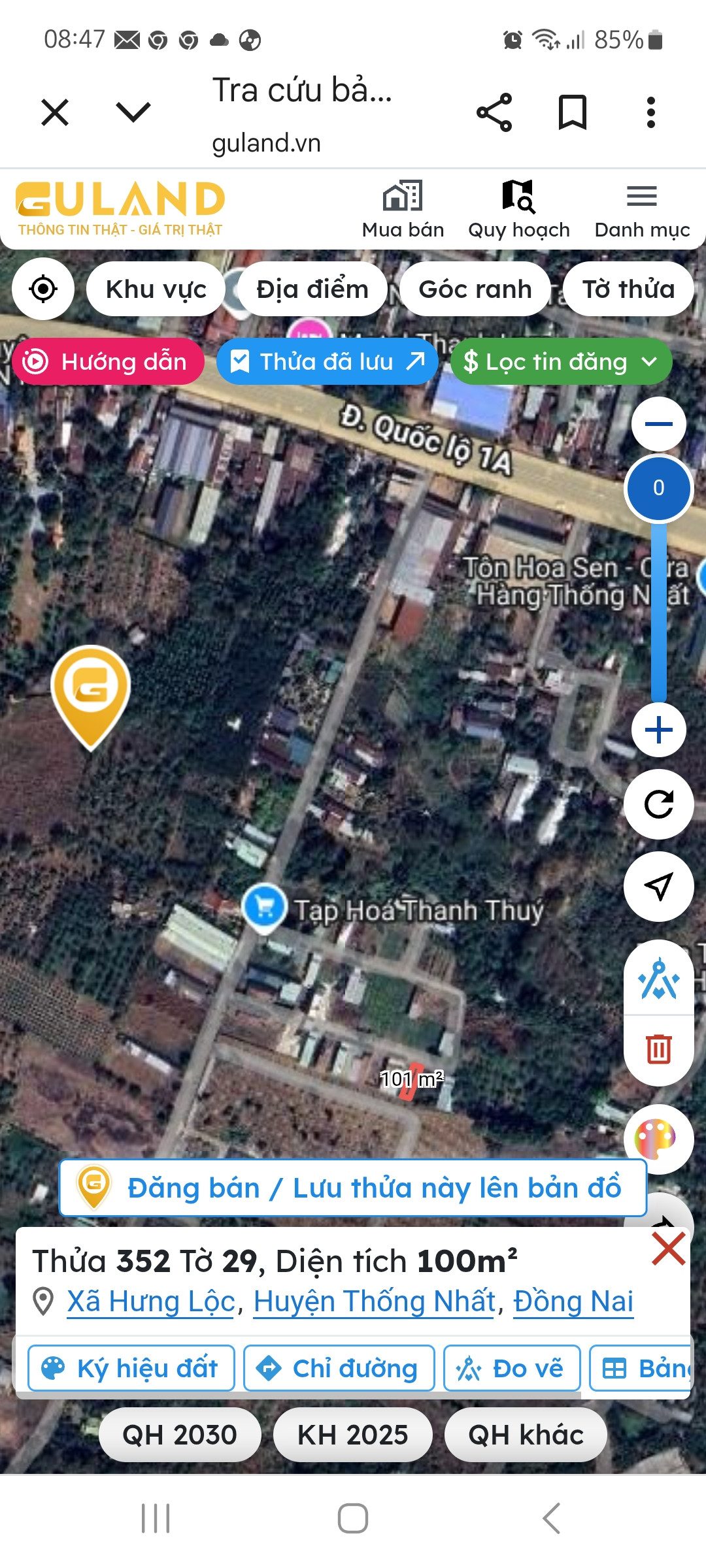 Bán đất 100m² full thổ cư ngang 5m giá 950 triệu tại Xã Dầu Giây