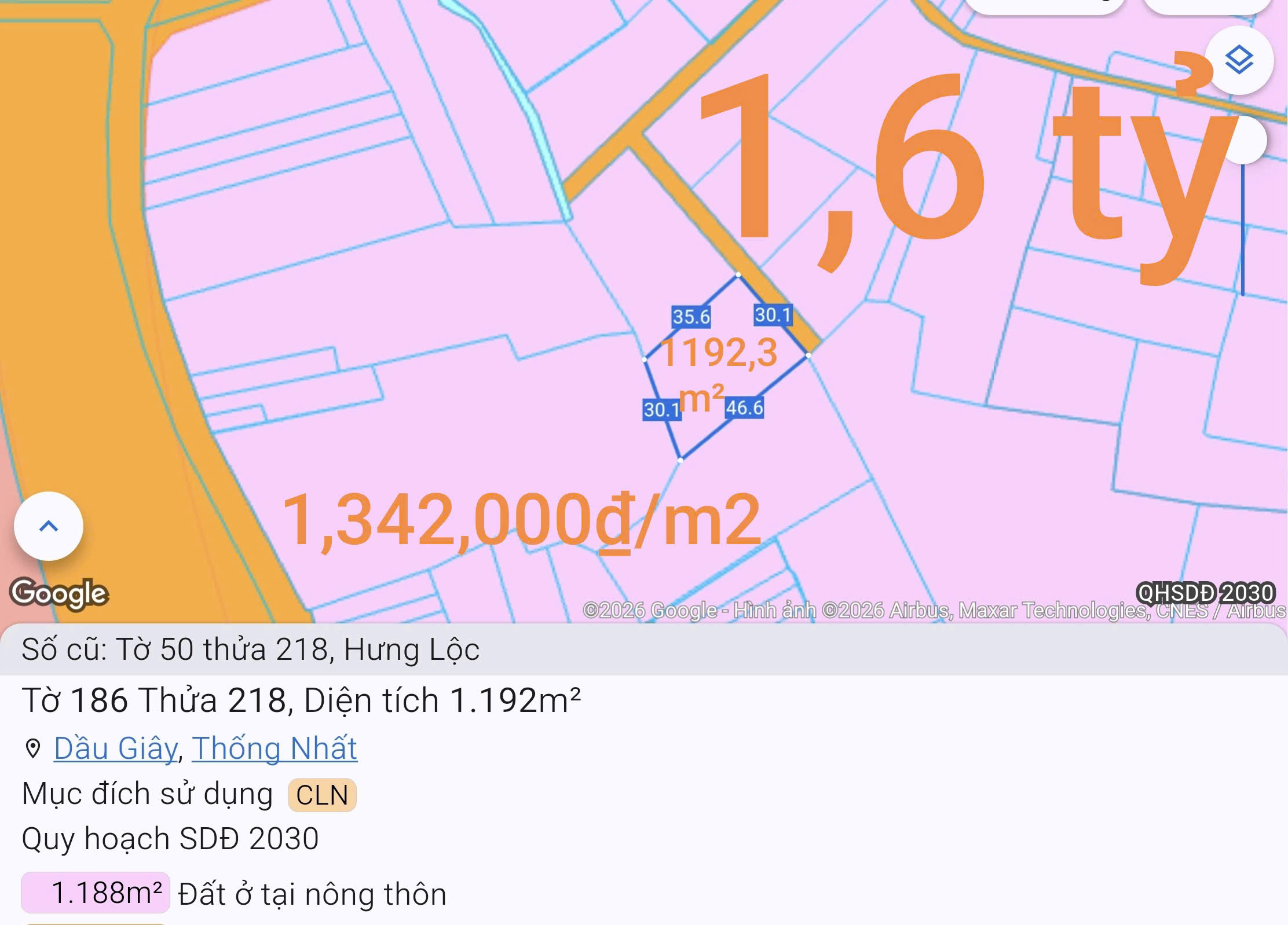 Bán Đất 1192m² giá 1.6 tỷ tại Xã Dầu Giây Đồng Nai