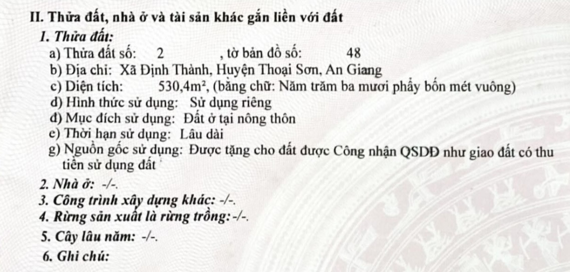 Đất 530 m thổ cư mặt tiền TL943