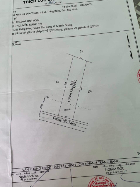 Bán đất 1349m² 4.5 tỷ tại Xã Đôn Thuận Huyện Trảng Bàng