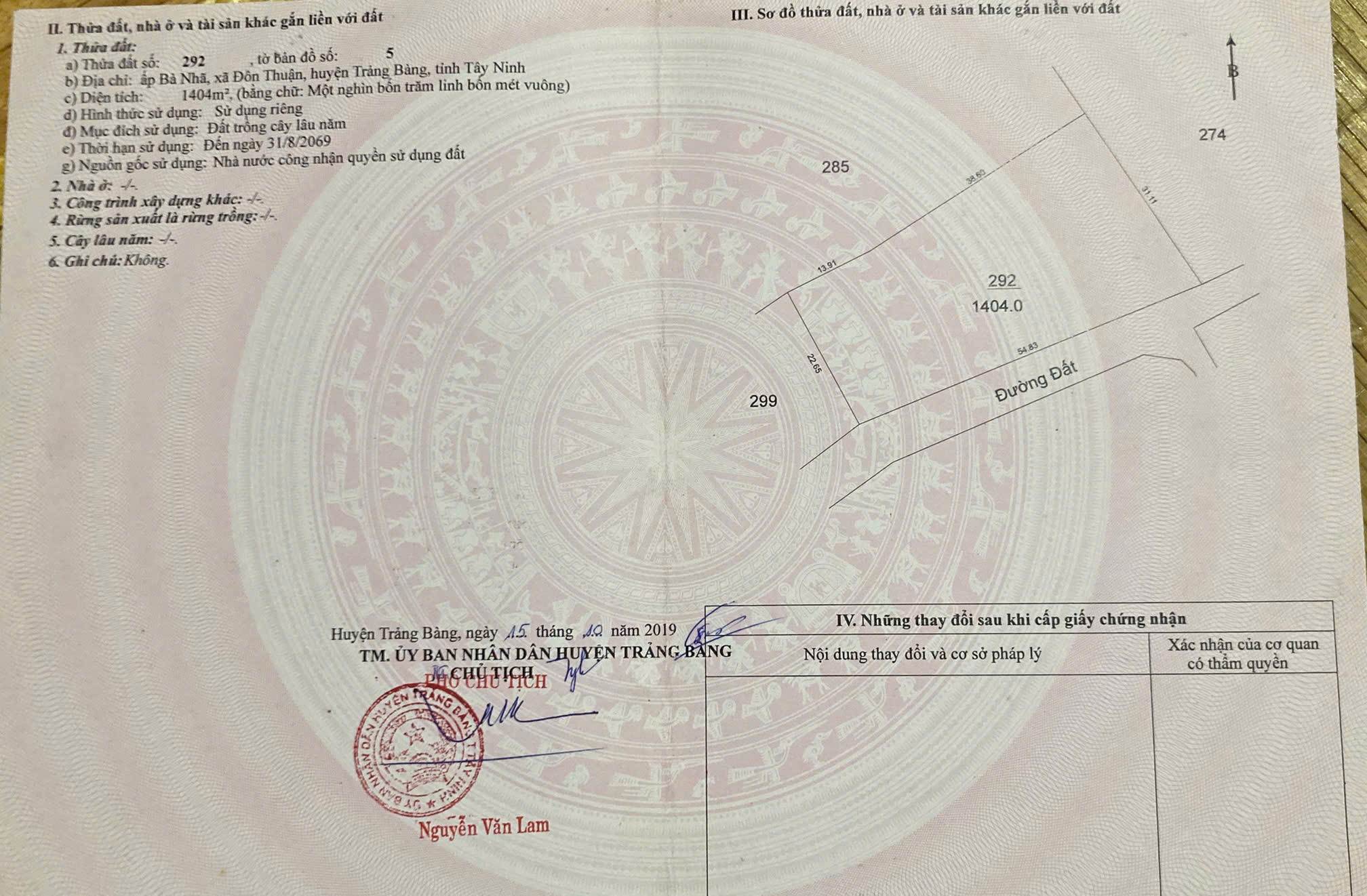 ĐẤT CLN CÓ 1100 THỔ CƯ TRẢNG BÀNG