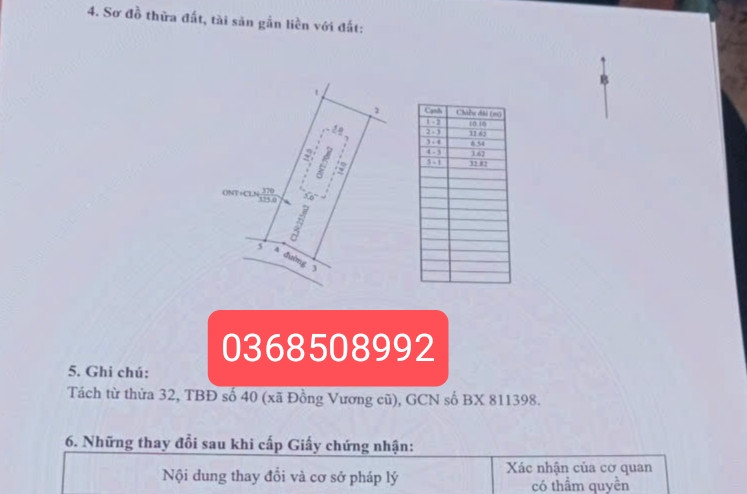 Bán đất 325m² ngang 10m giá 370 triệu Xã Đồng Kỳ