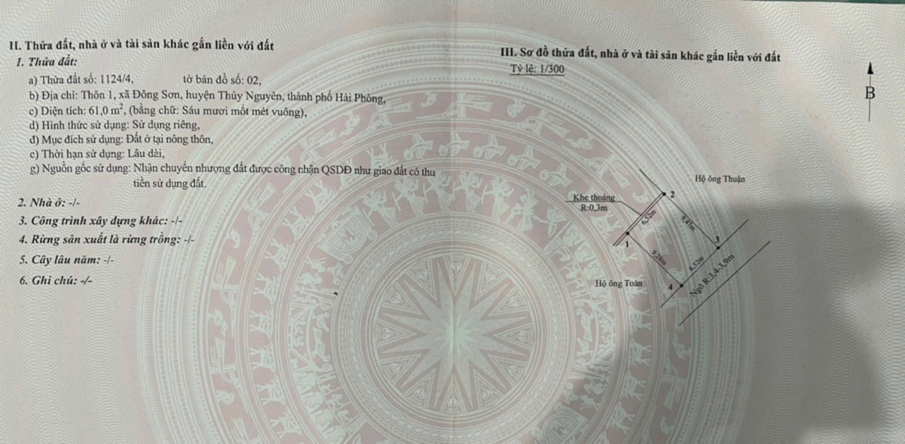 bán lô đất 61m2. mặt tiền 6,5m , ngõ oto, Đông Sơn, giá chỉ 9xx triệu. liên hệ 0362558882