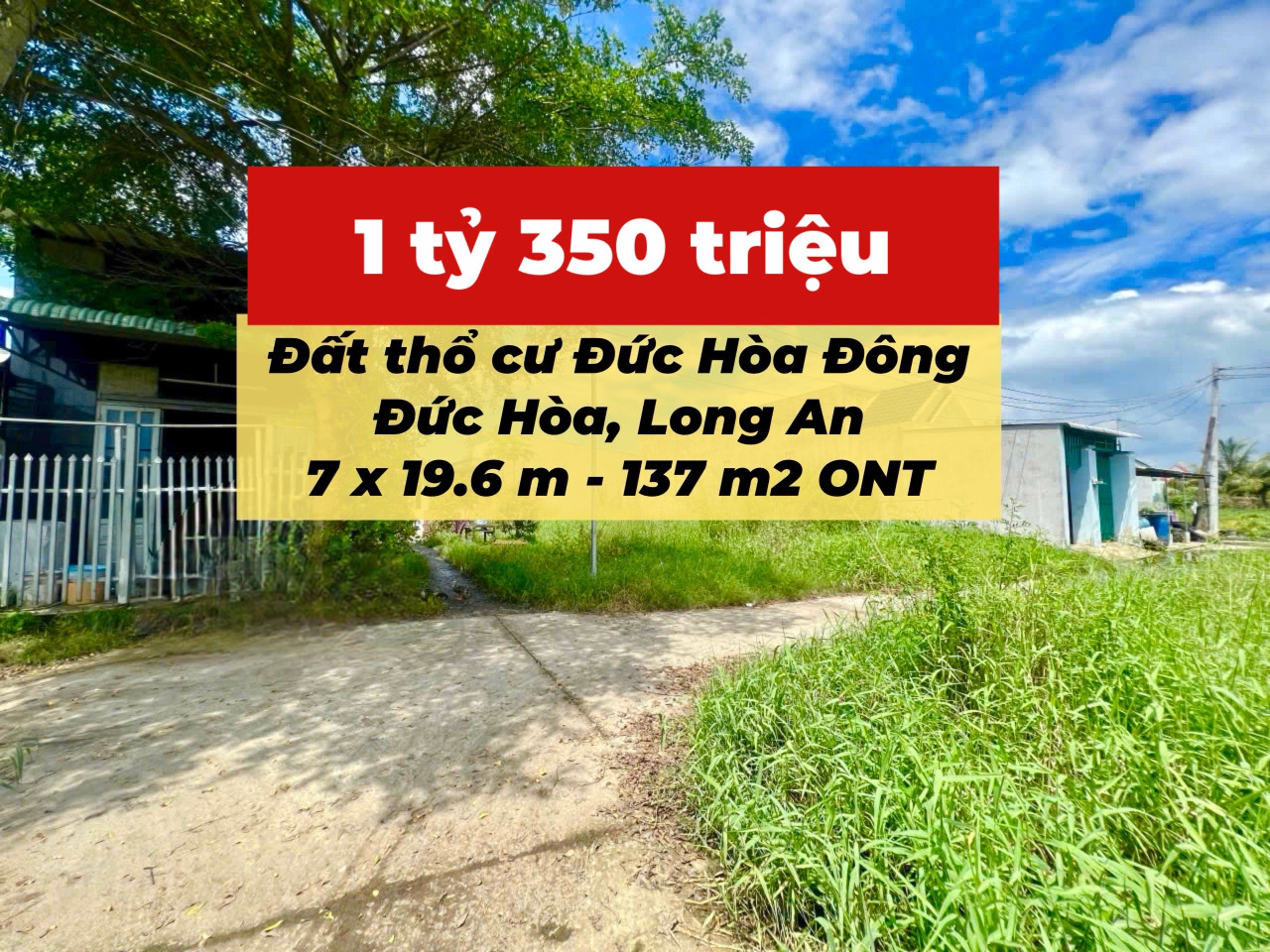 Đất thổ ngang 7m giá dễ chịu chỉ 1.35 tỷ !