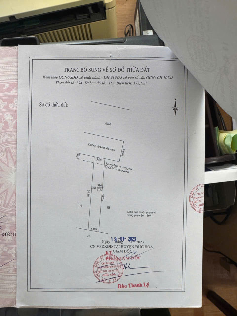 Bán đất 174.3m² ngang 5m giá 900 triệu Xã Đức Hòa