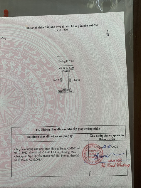 Bán đất 60m² lô 38A07. giá 3.3 tỷ tại Dương Quan Thuỷ Nguyên. liên hệ 0362558882