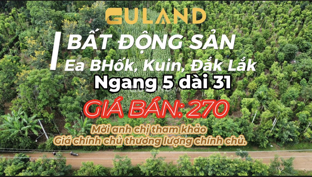 [270Triệu] ngang 5 dài 31 sở hữu ngay lô đất Ea Bhok