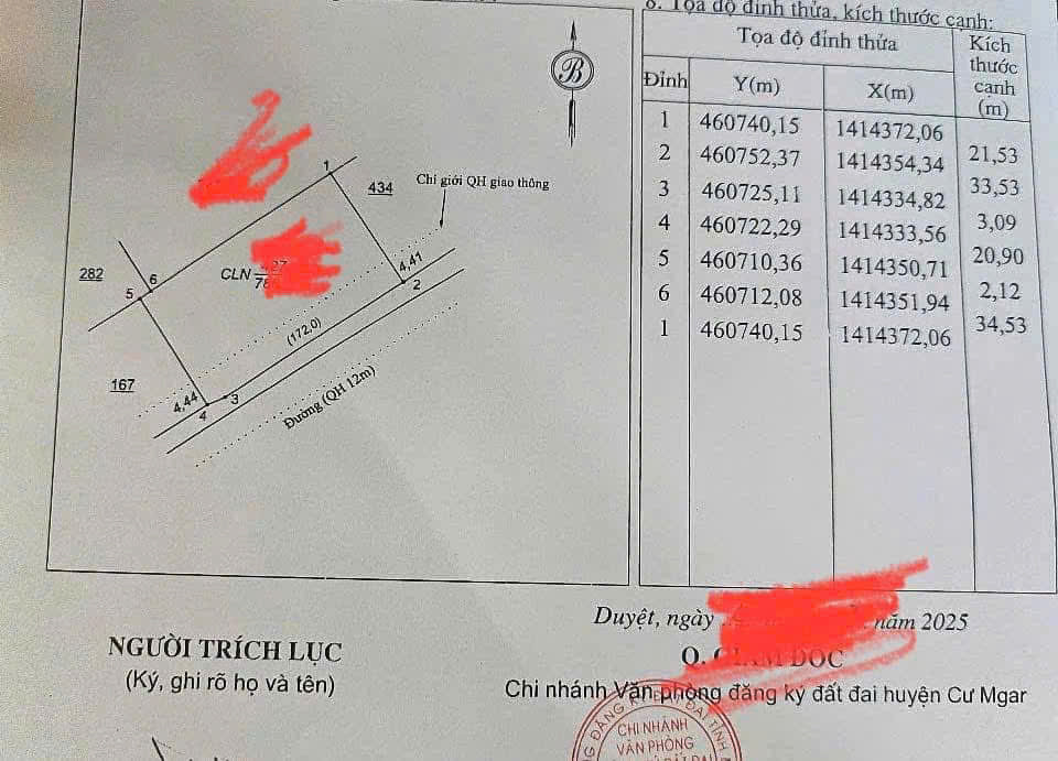 Bán đất f0 7 lô eadrong 105m² 205 triệu tại Xã Ea D'Rơng Huyện Cư M'gar