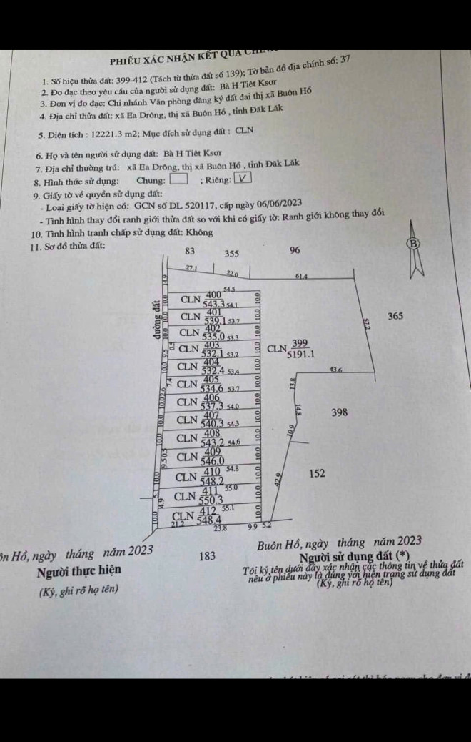 Bán đất 534.6m² giá 140 triệu Xã Ea Drông