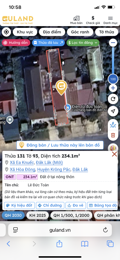 Cần bán đất mặt tiền quốc lộ 26