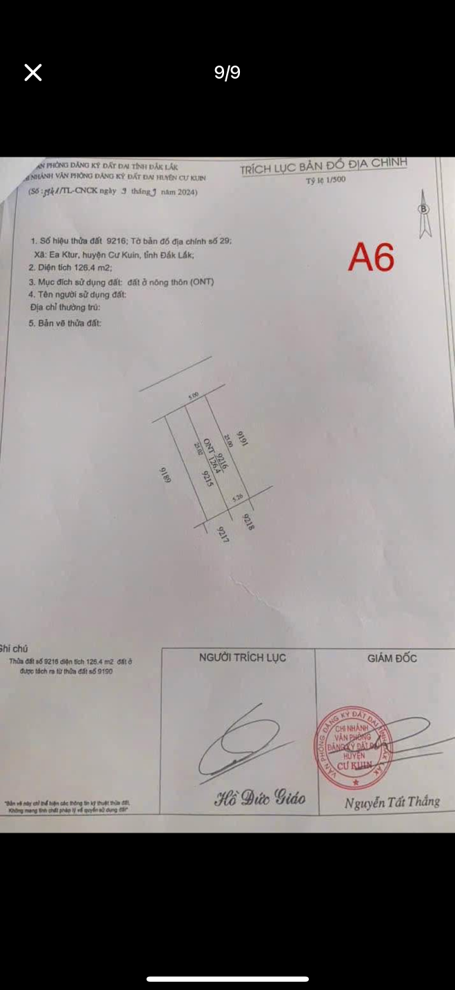 Bán đất 125m² tại Xã Ea Ktur Huyện Cư Kuin