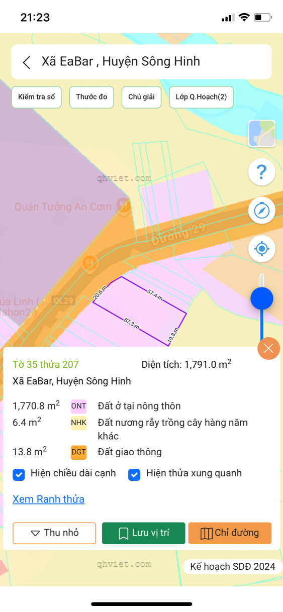 bán 20 m bám đường QL 29