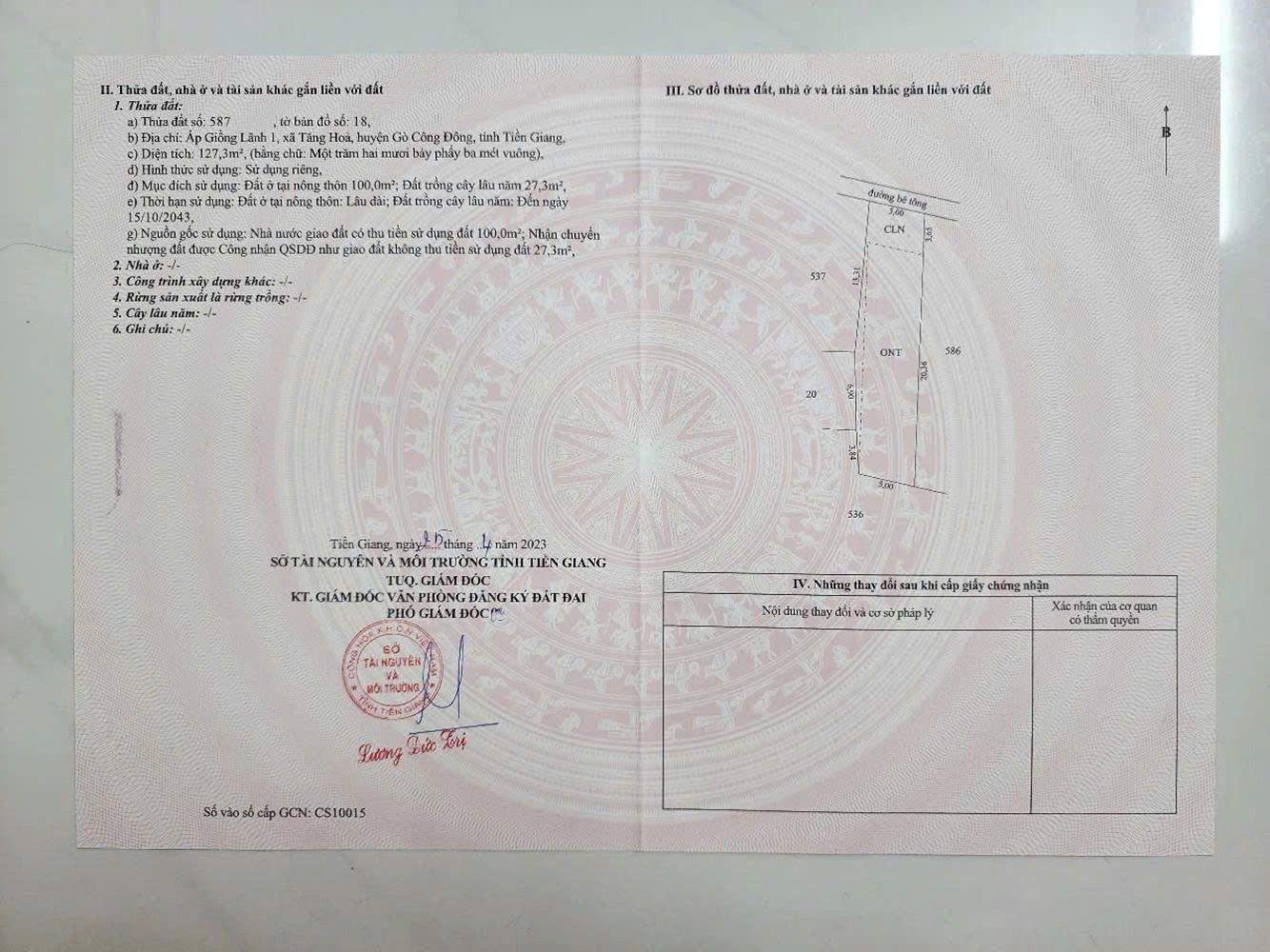 Bán đất 481m² giá 1.31 tỷ Xã Gò Công Đông