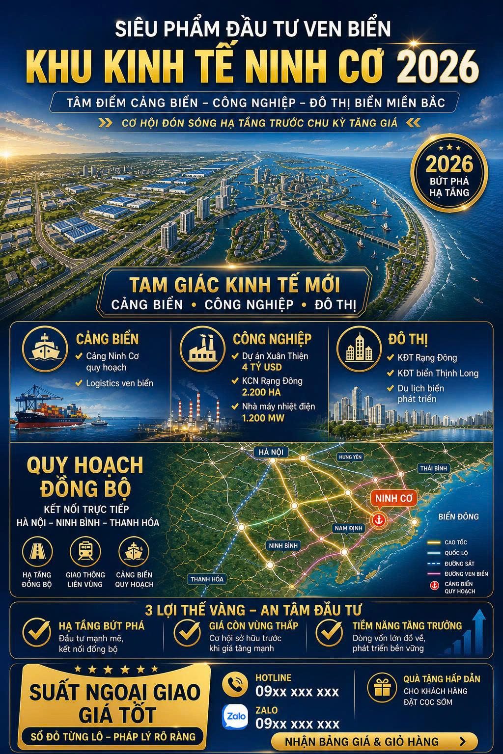 BÁN BẤT MẶT BIỂN THỊNH LONG, KHU ĐÔ THỊ NGHỈ DƯỠNG, KINH TẾ NINH CƠ, TƯƠNG LÁI SÁNG HƠN SẦM SƠN, GIÁ ĐẦU TƯ CHỈ TỪ 1,2 TỶ